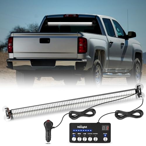 Nilight 144LED Traffic Advisor Strobe Light Bar with Controller White Emergency Warning Lights Hazard Interior Front/Rear Windshield Flashing for Cars Plow Trucks Construction Vehicles
