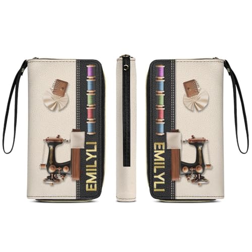 Personalized Sewing Machine Leather Wallet Custom Name Sewing Wallet Funny Mom Purse Gift For Women Mom Grandma Xmas Birthday Anniversary (style 1)3
