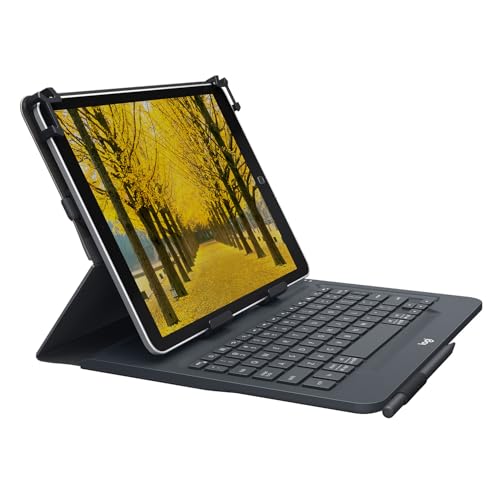 Logitech Universal Folio cover iPad o Tablet Con Tastiera Bluetooth Wireless, Apple, ‎Android, Windows da 9-10 pollici, Facile Configurazione, Durata Batteria 2 anni,Layout ‎Italiano QWERTY - Nero