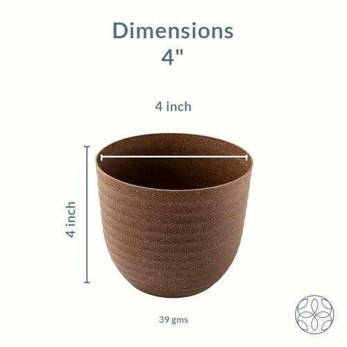 Image of Irida Naturals Set of 4 Rice Husk Peony 4 inch Pots & Planter | Unbreakable, Eco-Friendly, Biodegradable, BPA-Free | Lightweight, Indoor Outdoor Plant Pots for Home and Garden | Multi Color