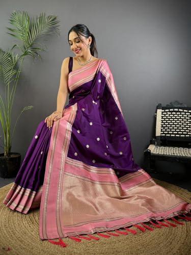 Image of SGF11 Women's Kanjivaram Pure Soft Silk Saree With Unstitched Blouse Piece