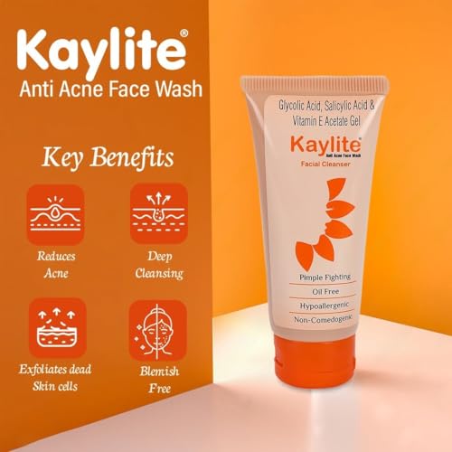 Image of Kaylite Facial Cleanser | Anti Acne Face Wash | Salicylic acid and vitamin E-Acetate Gel | Oil Free for Women & Men (Pack of 5) 300 ML
