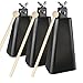 GOGHOST Steel CowBell with Stick, Noise Makers Hand Metal Percussion Cow Bells for Drum Set (6