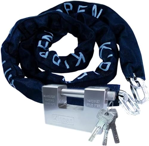 Misura lucchetto: 90 mm kippen 2011BX - Kit Sicurezza per Auto, Moto e Scooter, Composto da: Catena Antifurto misura 10x1200 mm + Lucchetto Cementato Antiscasso 90 mm.