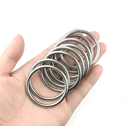 Hamineler 20 PCS Smoothing Welded 304 Stainless Steel O-Ring Welded Round Rings for Camping Belt, Dog Leashes, Luggage Accessories (4mm×40mm ID)