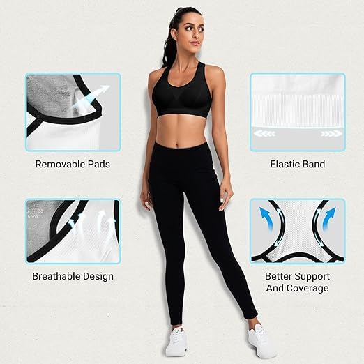 Image of Shoppy Villa - Sports Bras for Women | Gym Bras for Women Workout | Yoga, Camisole Bra, Lighty Padded Cup Bra with Full Coverage with Removable Pads