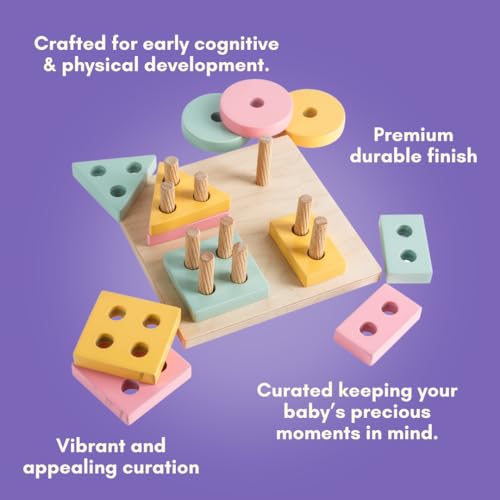 Image of Cots and Cuddles Wooden Shape Sorter Toy for Toddlers | Early Learning Geometric Shapes & Fine Motor Skill Development | Educational Stacking & Sorting Puzzle for Kids Age 2+