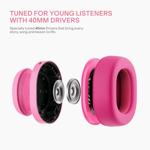 Image of boAt Sailor Play Wireless Kids Headphone w /85dB Volume Limiter, 40mm Driver Tuned for Kids, Soft & Plush Earcups, Lightweight & Durable Build, Adaptive Fit, 60H Battery, Bluetooth v5.4(Bubblegum Pink)