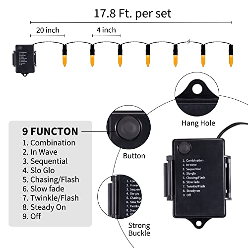 Image of Halloween Orange String Lights Decorations,2 Pack 17.8 Feet 50 LED Battery Operated Mini String Lights with 8 Modes Waterproof for Outdoor Indoor Patio Xmas Tree Holiday Party Christmas Show