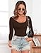 DSPSAM Womens Long Sleeve Bodysuits Fall Fashion Clothes 2025 Basic Round Neck Lightweight Double Lined Layering Undershirt Slim Body Suit Tops Coffee Medium
