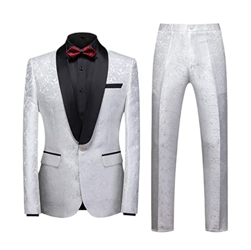Costume homme 3 pièces élégant idéal pour mariages et cérémonies printanières en blanc XXXL