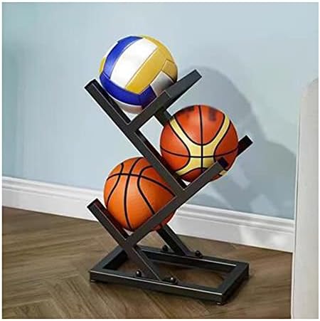 Vertical Basketball Storage Rack - Heavy-Duty Metal Organizer for Indoor/Outdoor Sports Gear, Holds Volleyball, Soccer Balls & Basketballs, Space-Saving Design