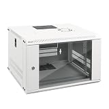Tecmojo Szafka sieciowa o głębokości 450 mm, 450 mm, szafka ścienna, szafa serwerowa, obudowa z sieci IT, zamykane drzwi i ściany boczne, płaskie opakowanie (biała, szklane drzwi 6U biała)
