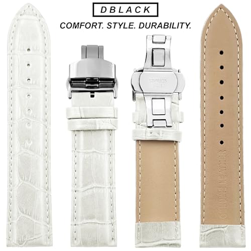 Image of DBLACK ''HOOK'' Leather Watch Strap with Butterfly Lock, Bamboo Design Pattern Full Padded Watch Belt / / For 18mm, 20mm, 22mm, or 24mm Watch Band (Choose Your Size & Color)