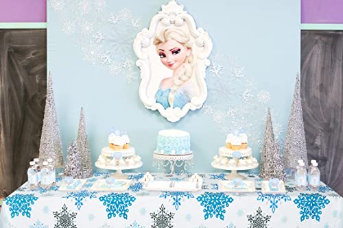 3Pcs Christmas Snowflake Tablecloth Table Cover Snowflakes Winter Plastic Tablecloth Winter Wonderland Decorations Scandinavian Snowflakes Table Cover For Christmas, Frozen Theme Party Supplies #TOP6
