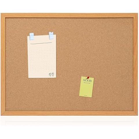 Board2by Cork Board Bulletin Board 18" x 24", Wood Framed Corkboards for Wall Decor, Hanging Office Message Board, Large Wall Mounted Notice Pin Board with 15 Push Pins for School, Home & Office Cover