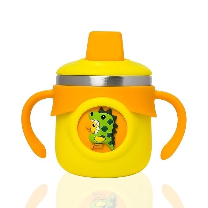 Stainless Steel Sipper Bottle 260ml | 316 Grade SS | BPA Free | Suitable for Hot & Cold | Travelling Bottle for Kids & Toddler | Training Sippy Cup with Straw/Spout (Yellow)-image-38