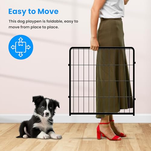 Simple Deluxe Dog Playpen Outdoor, Portable Dog Playpen for Travel, Camping, 24" Height 8 Panels Heavy Duty Dog Pen for Puppies/Small Dogs, Black - Image 6
