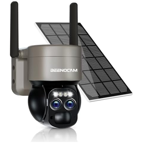 4K Solar Security Cameras Wireless Outdoor with Dual-Lens,360°PTZ Battery Powered Cameras for Home Security Outdoor,8MP Color Night Vision,PIR Human Detection,Auto Tracking,Spotlight/Siren,Alexa Cover