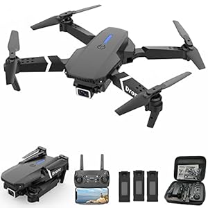 Drone with Dual Camera for Adults, Foldable RC Quadcopter for Beginners, Toys Drone, 1080P FPV Video, 3 Batteries, Carrying Case, One Key Start, Headless Mode, Waypoints fly, 360° Flips