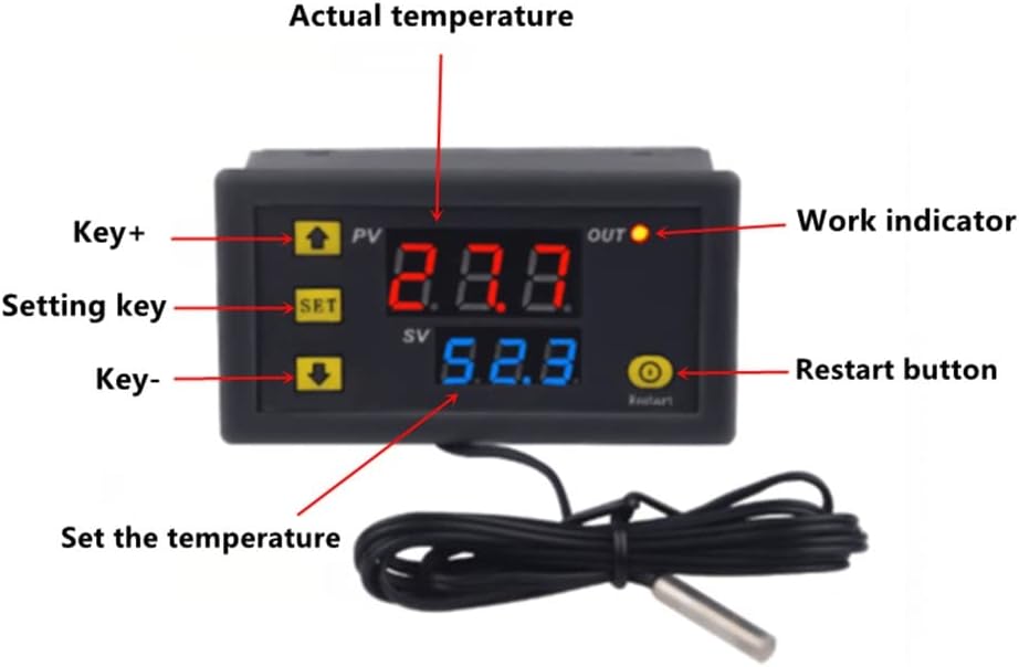 Mini Digital Temperature Controller Thermostat Regulator Heating Cooling Control Thermoregulator Ensor(DC24V)