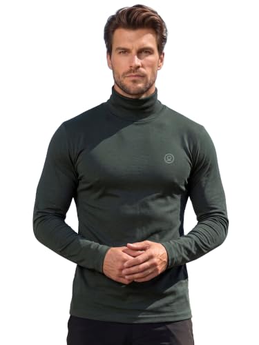Image of CHKOKKO Men's Winter Wear Cotton High Neck Full Sleeves Regular Fit T-Shirt