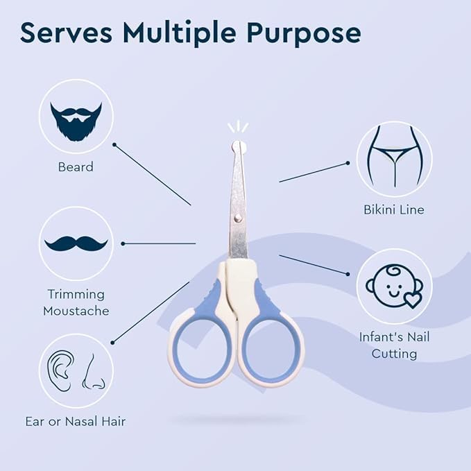 Image of Precision Pubic Hair Trimming Scissors | Rounded Tips for Safe Grooming | Multipurpose Shears for Men and Women | Stainless Steel with Easy Handling | Comes with Hygeine Cap