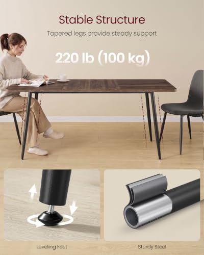 Image of VASAGLE 70.9 inch Dining Table for 6-8 People, Modern Kitchen Table, Heat-Resistant Tabletop, Quick Assembly, for Dining Room, Natural Walnut and Ink Black, Island Collection UKDT108K101S