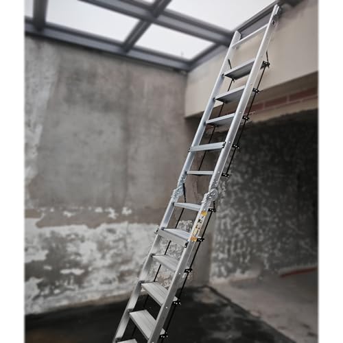 MSHOSAC Folding Portable Attic Ladder, 11-Step Loft Stairs for Ceiling