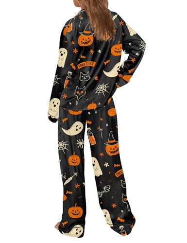 Image of SHESHOW Satin Pajamas for Women Set Long Sleeve Button Down Sleepwear 2 Piece Nightwear Women Pjs Sets Size XS-XXL