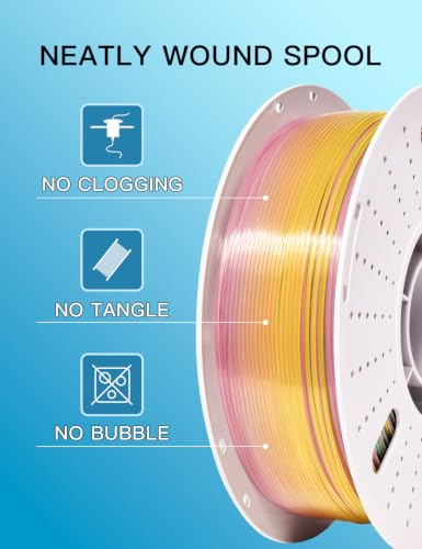 Image of PINBALL Rainbow PETG 3D Printer Filament 1.75mm ±0.02mm, Transparent Multicolor Printing Filament, Translucent PETG Filament, 1KG /2.2lbs