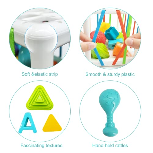 Qya 【Upgraded】 Baby Shape Sorter Toy,Sensory Sorting Bin With Letters And Geometric Cubes,Montessori Toys For 1 2 3 Year Old,Best Gifts For Early Education Toddlers #TOP3