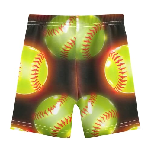 Joisal Glowing Neon Softball Bright Yellow Toddler Girls Biker Shorts Cotton Shorts for Under Dress Cute 4t Summer Clothes2