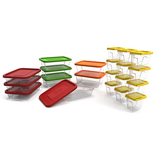 Denzus 42 Piece Stackable Bpa Free Plastic Food Storage Lunch Containers And Lids Set With 4 Sizes, Microwave, Dishwasher, And Freezer Safe (Lid Colors May Vary) #TOP1