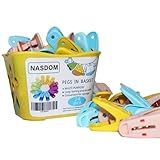 24 Pack Clothespins in Basket Mini Colored Utility Clips Holders Laundry Windproof Plastic Pegs for Outdoor Clothesline, Kitchen Bag Sealing