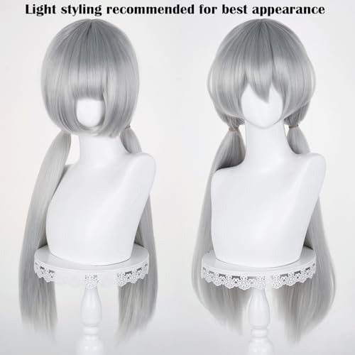 Image of LABEAUTE Unsex Cosplay Wig for Men Woman for Short Straight Cosplay Wig with Bangs for Anime Heat Resistant Hair for Party and Halloween (grey)