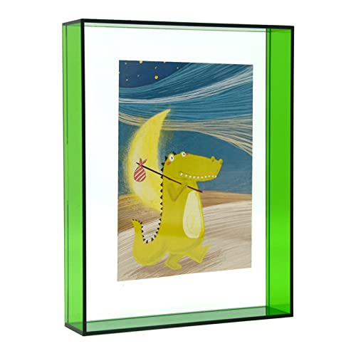 Jingcai Acrylic Wall Mounted Picture Frame Colored Table Top Desktop Photo Frame Display Decorative Magnetic Photo Frame, 5X7 Inch (Green) (Xk0507) #TOP11