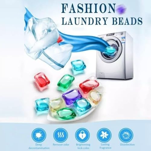 Image of 4 in 1 matic laundry pods for washing machine suitable for Front /Top Load, Odor, Stain Remover, Semi-automatic Detergent pods, smart shot Laundry Cleaning Tablets (100)