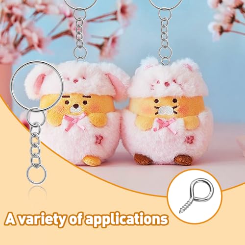 180 Stück Schlüsselanhänger Basteln Set (90 Schlüsselanhänger Ringe Kette + 90 Schrauböse Pins),Schlüssel DIY Taschen Schmuckherstellung (Silber)