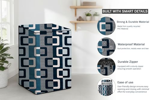 Image of Stylista Top Load Fully Automatic Washing Machine Cover Compatible for IFB 8 kg, 8.5 kg, 9 kg & 9.5 kg, Lattice Pattern Blue