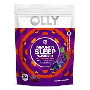 OLLY Immunity Sleep Gummy, Immune and Sleep Support, 3mg Melatonin, Echinacea, Zinc, Vitamin C, Chewable Supplement…