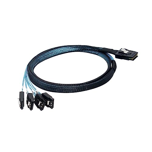 KOMBIUDA Cable Mini Sas a Disco Duro 0,5 m Para Ordenador, Adaptador De Datos Sff-8087 a 4 Puertos, Conexión Interna Para Controlador, Cable Plano Delgado Negro