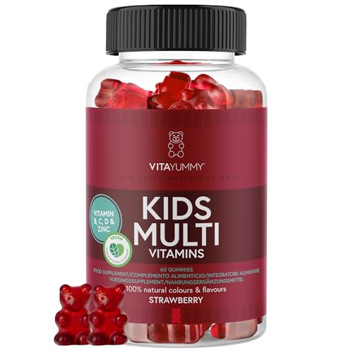 VITAYUMMY Kids Multivitamin Gummies for Kids, Berry Flavour | Rich in Vitamin A C D E & B12 | Natural, Gelatine-Free & Vegetarian | Manufactured in Germany | 60 Gummies 1 Month Supply