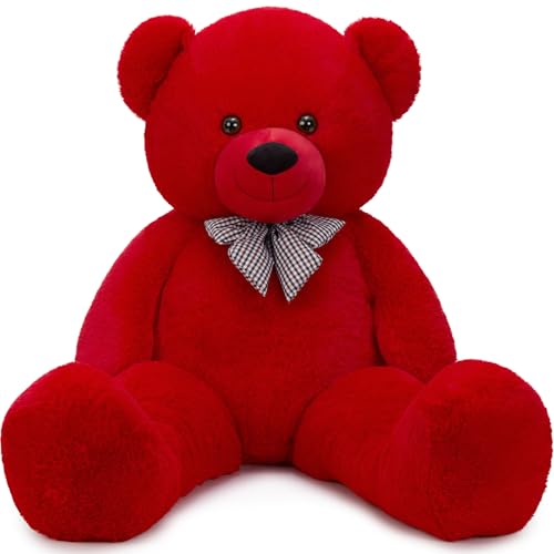 Image of MaoGoLan Big Teddy Bear 55 inches,Life Size Big Plush Stuffed Animal,Adorable and Soft Red Teddy Bear Gift for Christmas,Valentines,Birthday,or Long Distance