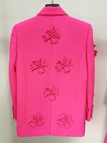 Womens Blazer Coats Notched Long Sleeve Double Breasted Jacket Flower Appliques Wedding Party Long Blazers3