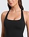 CRZ YOGA Butterlift Square Neck Crop Tank Tops for Women - Longline Racerback Sports Bras Yoga Cami Non Padded Black Large