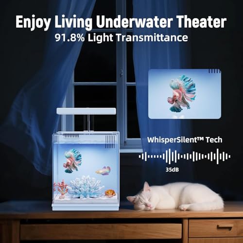 Image of AQUASMITH Betta Fish Tank, 2 Gallon All-in-One Aquarium Kit with Filtration & LED Light, Self-Cleaning Aquarium for Beginners, Kids, Gifts for Men, Teen Boys
