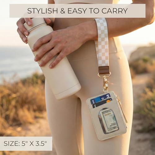 Image of Stylish Wristlet Keychain Wallet for Women, Slim Zipper Credit Card Holder