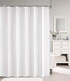 probath EDLER Textil DUSCHVORHANG GESTREIFT DAMAST Weiss INKL. DUSCHVORHANGRINGE (150x200 cm)