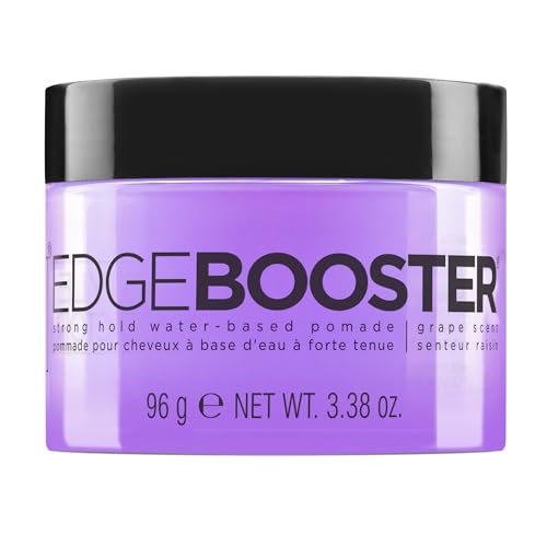 Style Factor Edge Booster Strong Hold Water-Based Pomade | Formulated with Argan Oil for Moisture & High Shine | Long Lasting Edge Control Gel | Grape 3.38 oz